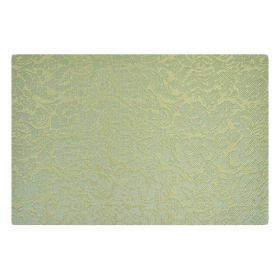4 Pcs Rose Jacquard Placemats for Dining Table PVC Table Mats Hotel Restaurant Tabletop Mats 17.7x11.8 inch, Green