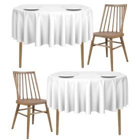 2 Pack White Round Tablecloths 70 Inch for 30-60 inch Tables 200 GSM Premium Quality Textured Washable Polyester Fabric Table Cloth [70'' is Not